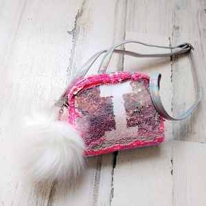 Justice Girl's Pink Initial Flip Sequin Mini Purse